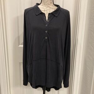 Free People - We The Free Collection, Oversized, Long Sleeve Black Top, Medium